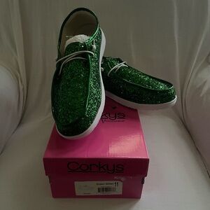 Corkys Green Glitter Shoes